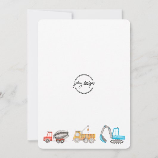 建築車誕生日 招待状 (裏面)