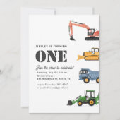 建築車1st誕生日パーティー 招待状 (正面)