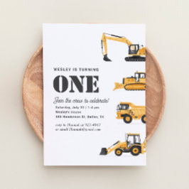 建築車1st誕生日パーティー 招待状