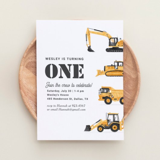 建築車1st誕生日パーティー 招待状