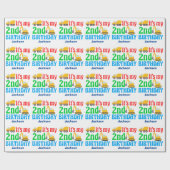 建築車2歳の誕生日カスタム ラッピングペーパー (フラット)