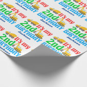 建築車2歳の誕生日カスタム ラッピングペーパー (角)