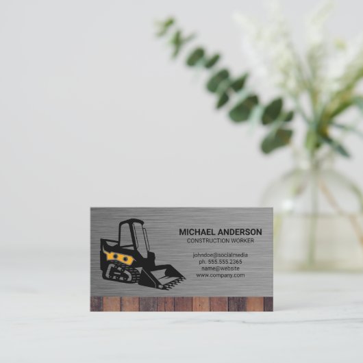 建築車 |金属木材 名刺 (スタンド正面)
