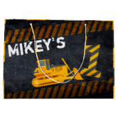 建築車|Black & Yellow|1st Birthday ラージペーパーバッグ (裏面)