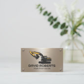 建築重機運転者金モダン属 名刺 (スタンド正面)