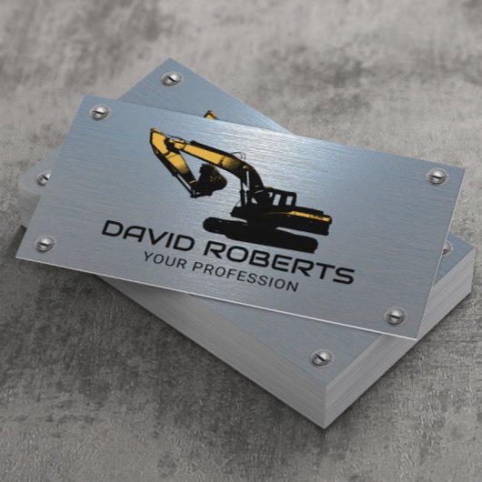 建築重量機器操作者青色金属 名刺