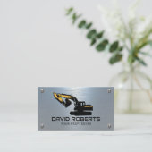 建築重量機器操作者青色金属 名刺 (スタンド正面)