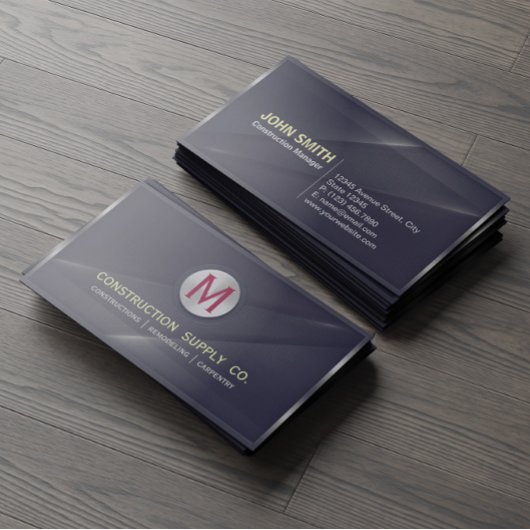 建築金属枠モノグラムブラックメタル 名刺