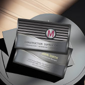 建築金属枠モノグラム銀金属 名刺