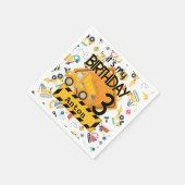 建築黄色トラック車3歳の誕生日 スタンダードカクテルナプキン (角)