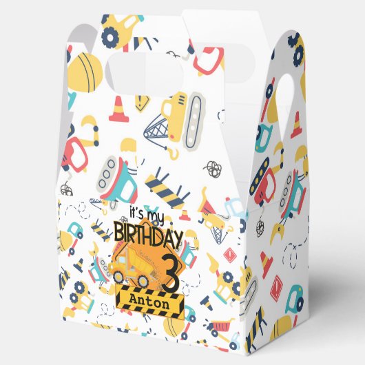 建築黄色トラック車3歳の誕生日 フェイバーボックス (オープン)