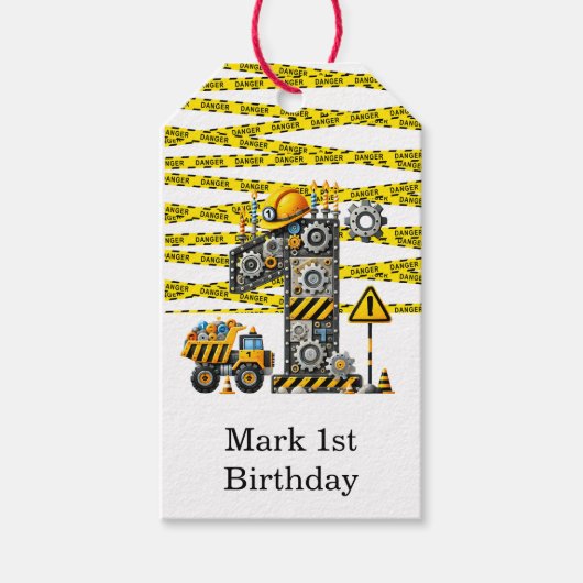 建築1歳の誕生日パーティー ギフトタグ (正面)