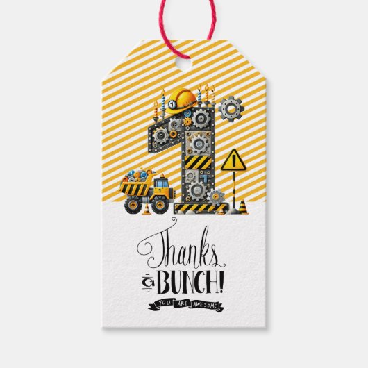 建築1歳の誕生日パーティー ギフトタグ (正面)