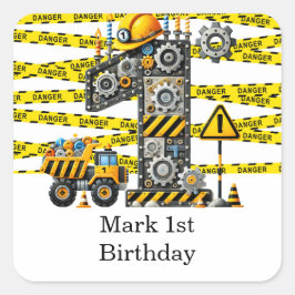 建築1歳の誕生日パーティー スクエアシール