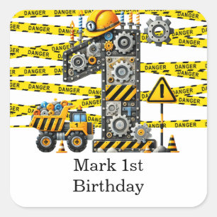 建築1歳の誕生日パーティー スクエアシール
