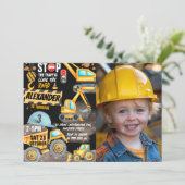 建築3歳の誕生日フォトダンプトラック掘り 招待状 (スタンド正面)