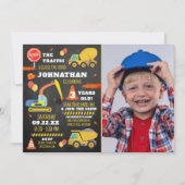 建築3歳の誕生日フォト 招待状 (正面)