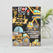 建築3th誕生日パーティーダンプトラックディガー 招待状 (スタンド正面)