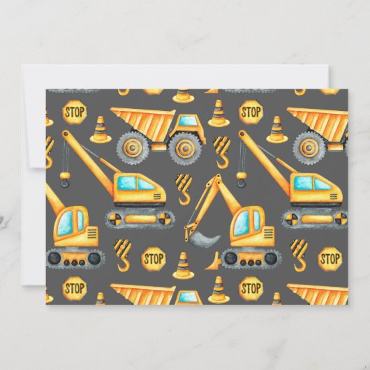 建築4th誕生日フォトダンプトラック掘り 招待状 (裏面)