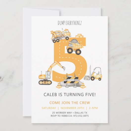 建築5番目の誕生日招待状 招待状 (正面)