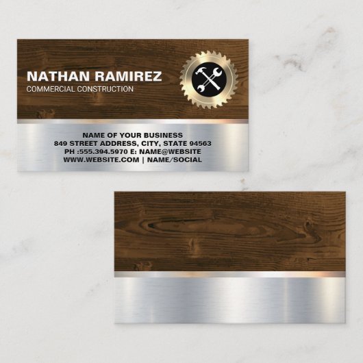 建築 |のこぎり板と木材 |ハードウェアツール 名刺 (正面/裏面)