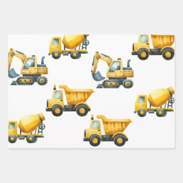 建築、イエローダンプトラック包装紙 ラッピングペーパーシート