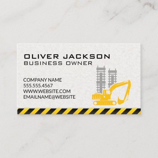 建築 |ショベル車両 |建物サイト 名刺 (正面)