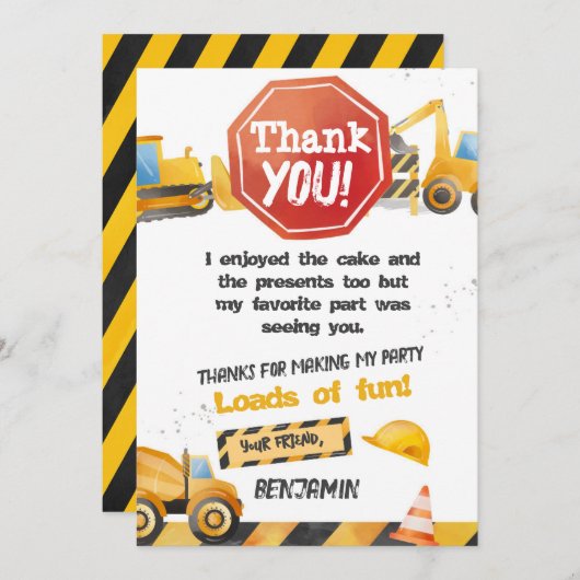 建築、ダンプトラックサンキューカード 招待状 (正面/裏面)