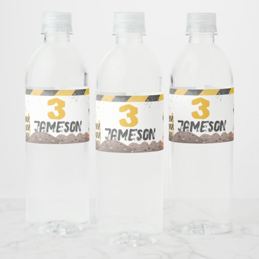 建築、ダンプトラック誕生日 ペットボトルラベル (ボトル)