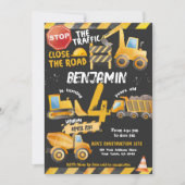 建築、ダンプトラック誕生日 招待状 (正面)