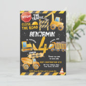 建築、ダンプトラック誕生日 招待状 (スタンド正面)