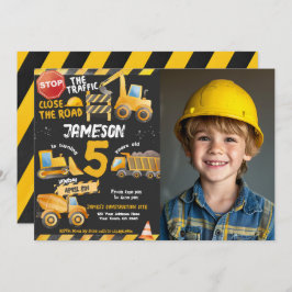 建築、ダンプトラック誕生日 招待状