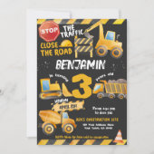 建築、ダンプトラック誕生日 招待状 (正面)