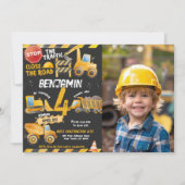 建築、ダンプトラック誕生日 招待状 (正面)