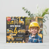 建築、ダンプトラック誕生日 招待状 (スタンド正面)