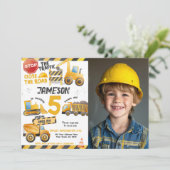 建築、ダンプトラック誕生日 招待状 (スタンド正面)