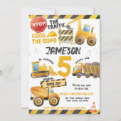 建築、ダンプトラック誕生日 招待状 (正面)