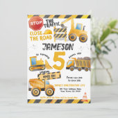 建築、ダンプトラック誕生日 招待状 (スタンド正面)