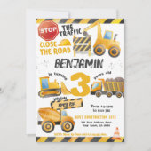 建築、ダンプトラック誕生日 招待状 (正面)