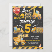 建築、ダンプトラック誕生日 招待状 (正面)