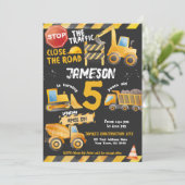 建築、ダンプトラック誕生日 招待状 (スタンド正面)