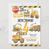 建築、ダンプトラック誕生日 招待状 (正面)
