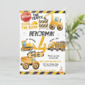 建築、ダンプトラック誕生日 招待状 (スタンド正面)