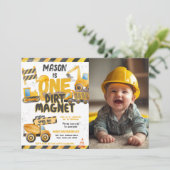 建築、ダンプトラック1st誕生日 招待状 (スタンド正面)