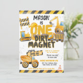 建築、ダンプトラック1st誕生日 招待状 (スタンド正面)