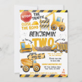 建築、ダンプトラック2nd誕生日 招待状 (正面)