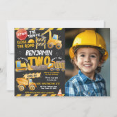 建築、ダンプトラック2nd誕生日 招待状 (正面)