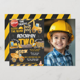 建築、ダンプトラック2nd誕生日 招待状