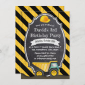 建築·ダンプ·トラック誕生パーティー 招待状 (正面/裏面)