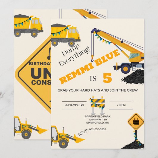 建築!バースデー 招待状 (正面/裏面)